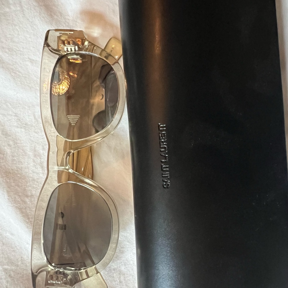 Saint Laurent Transparent Sunglasses with Black Case
